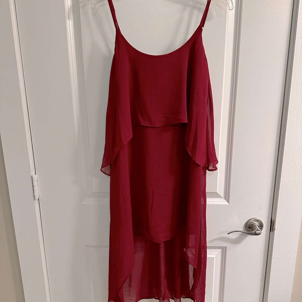 Olsenboye, Holiday Burgandy Multi Layered Dress, Small